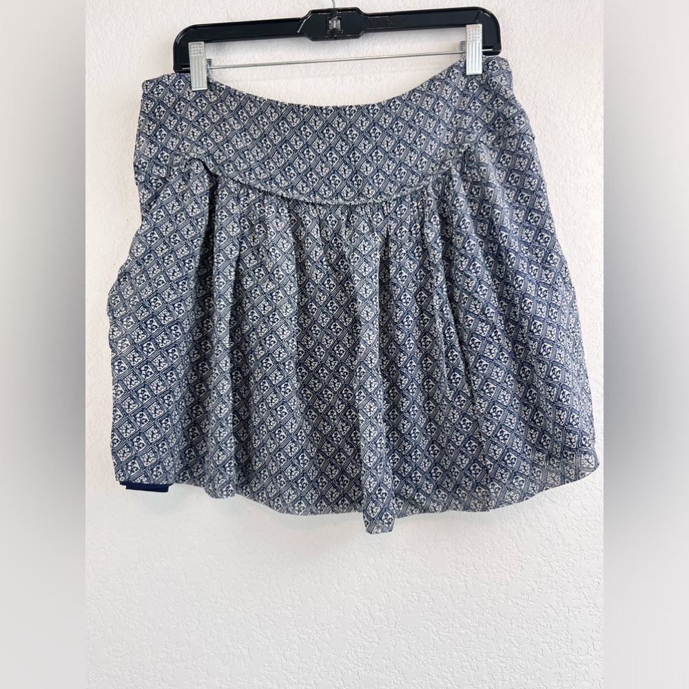 Madewell Silk Patterned Pleated Mini Skirt Size 12 - Picture 3 of 9
